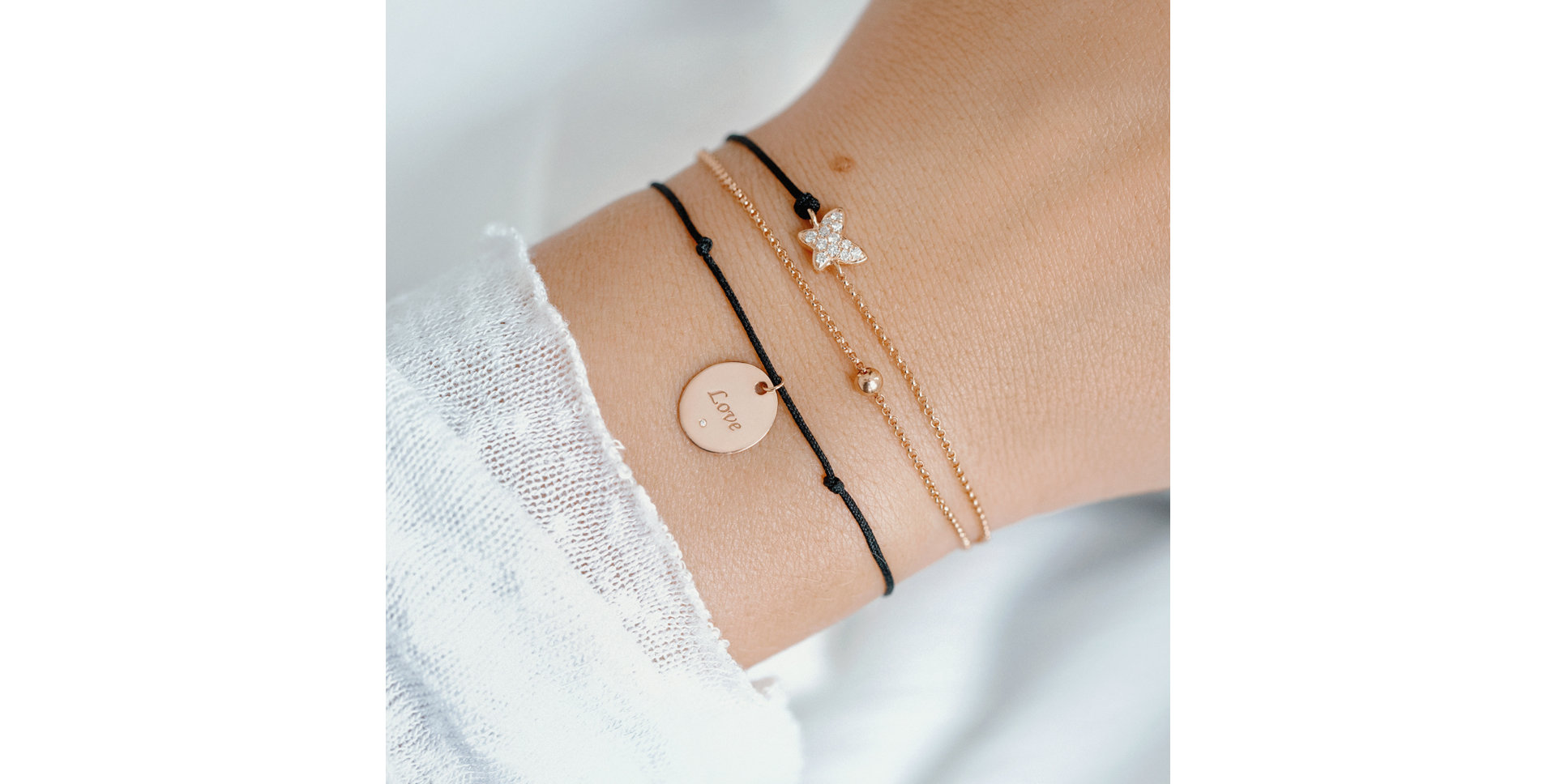 Diamond bracelet with cord Paradise Message