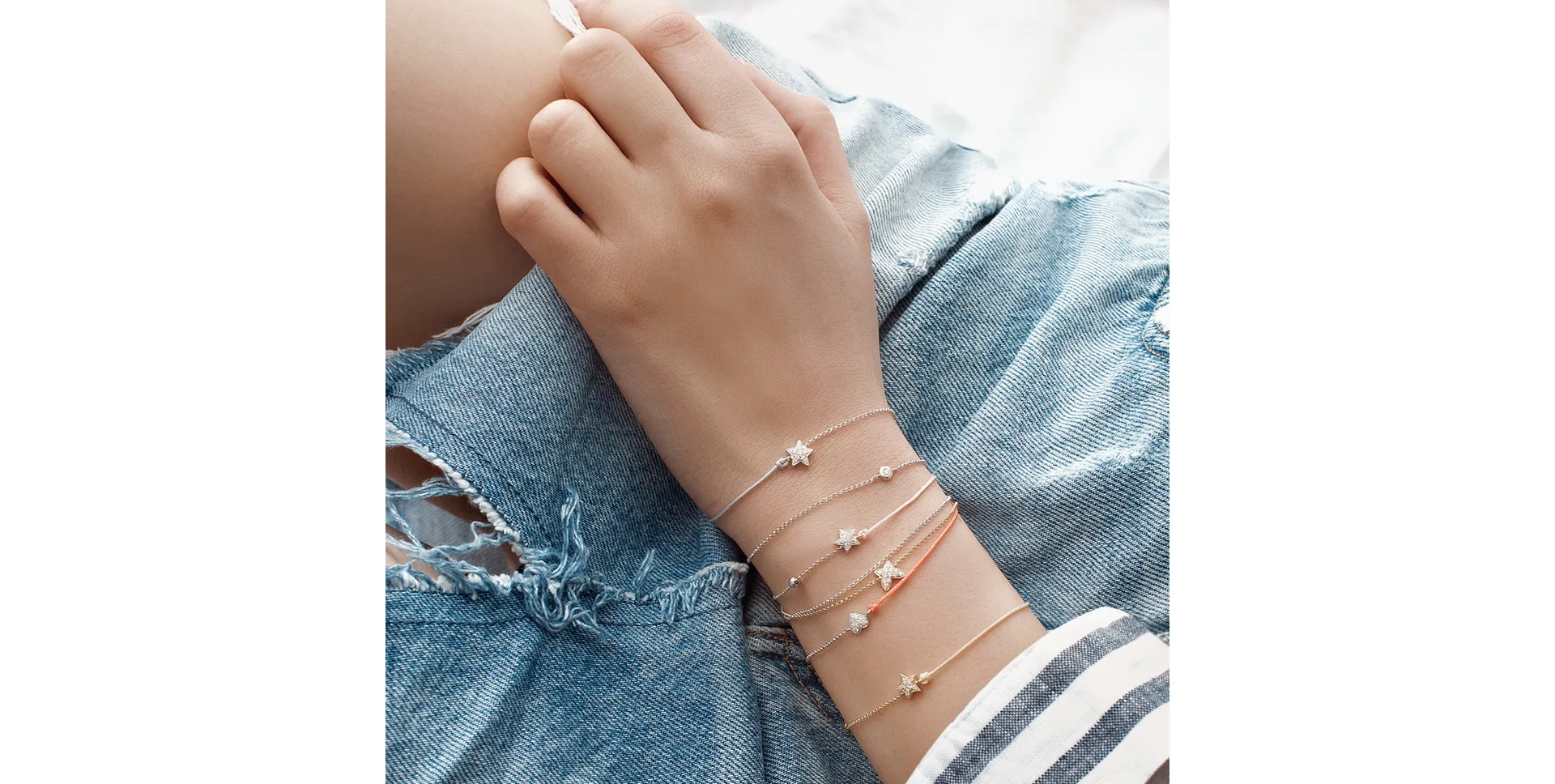 Diamond bracelet with cord Be a Star