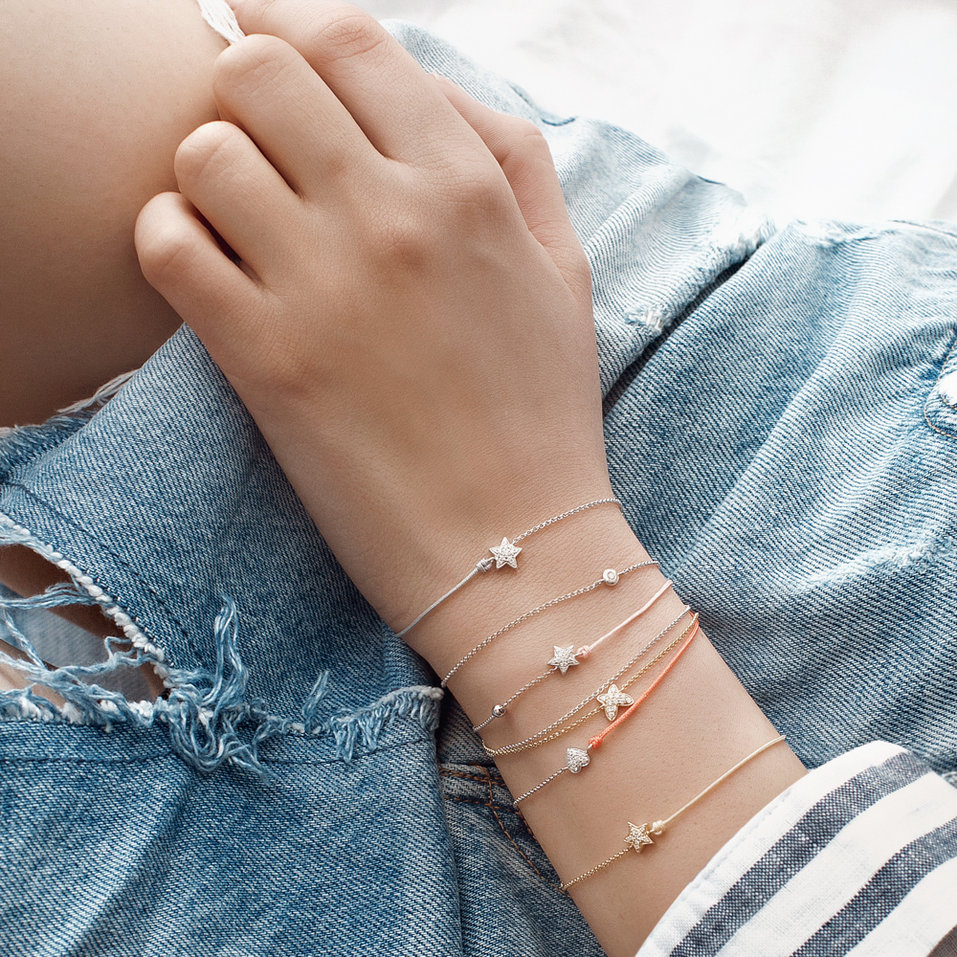 Diamond bracelet with cord Be a Star