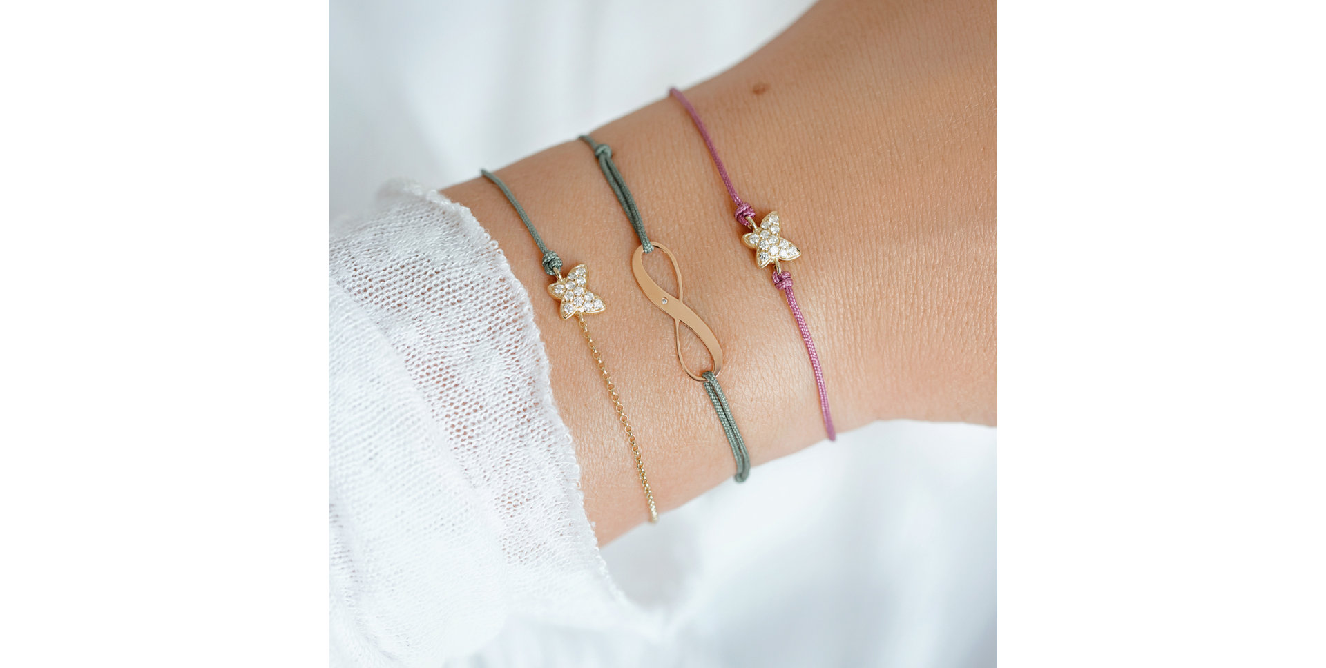 Diamond bracelet with cord Magic Butterfly