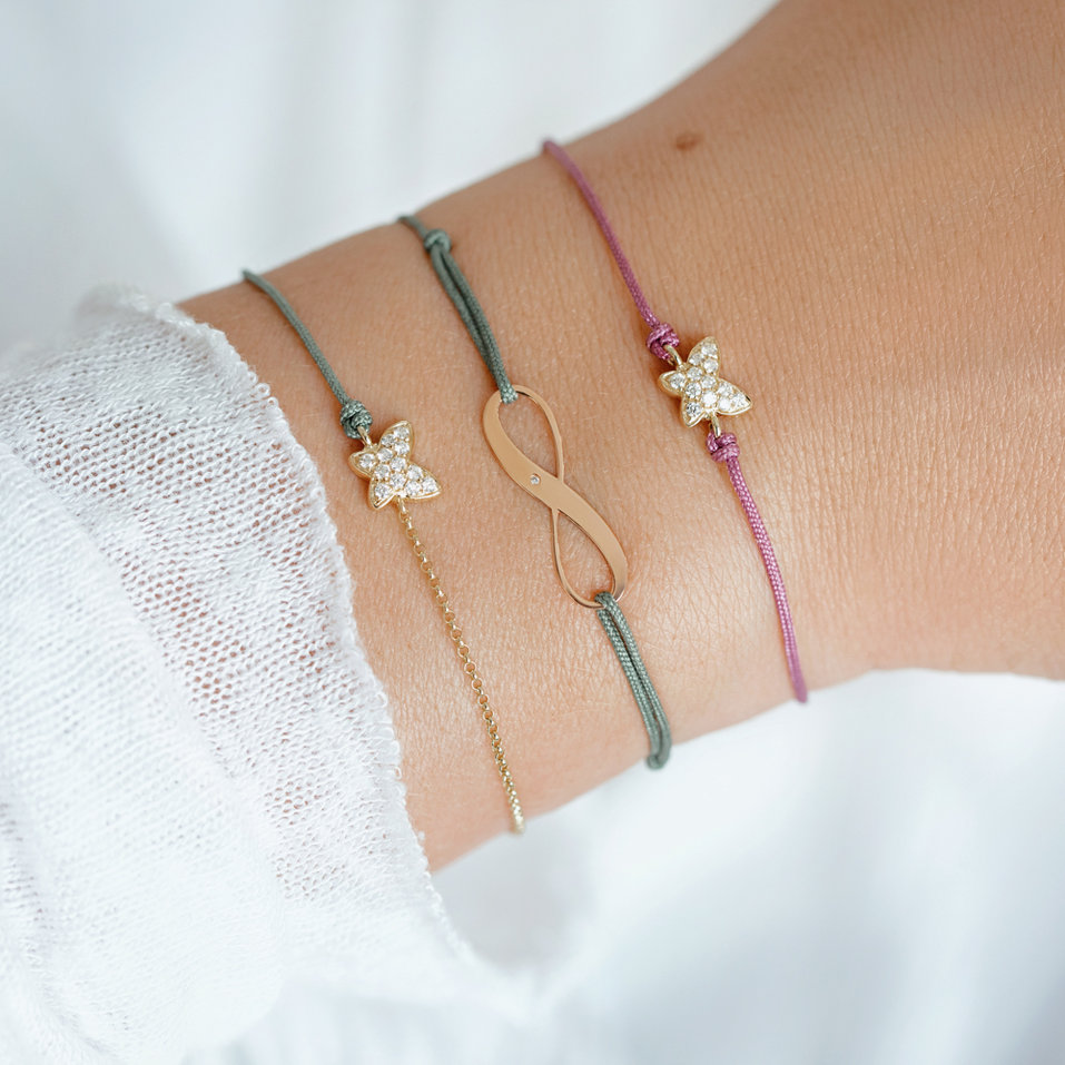Diamond bracelet with cord Magic Butterfly