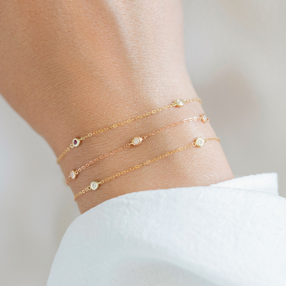 Bracelet with white, brown and black diamonds Dots