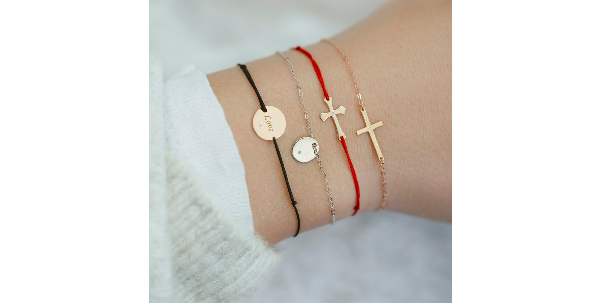 Diamond bracelet with cord Simple Love