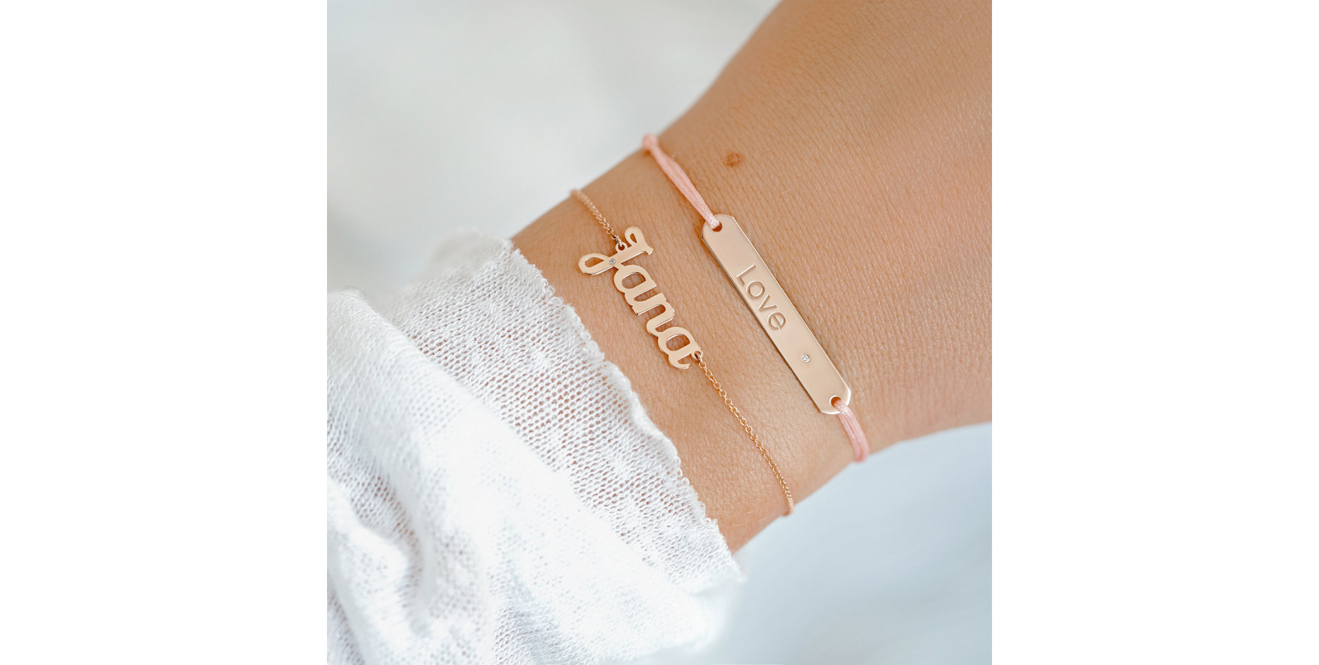 Diamond bracelet with cord Love