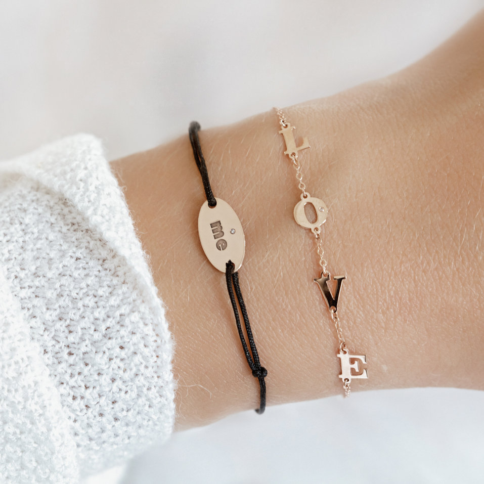 Diamond bracelet with cord Love