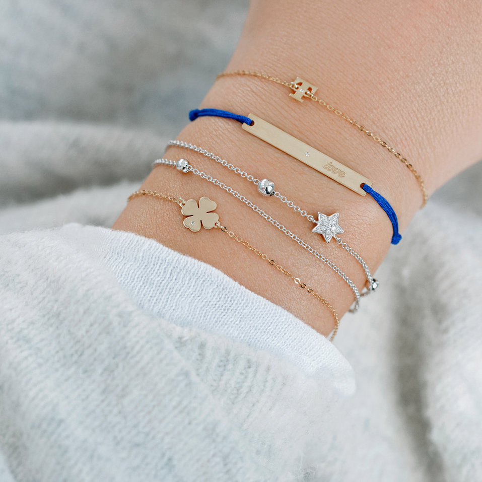 Diamond bracelet with cord Love