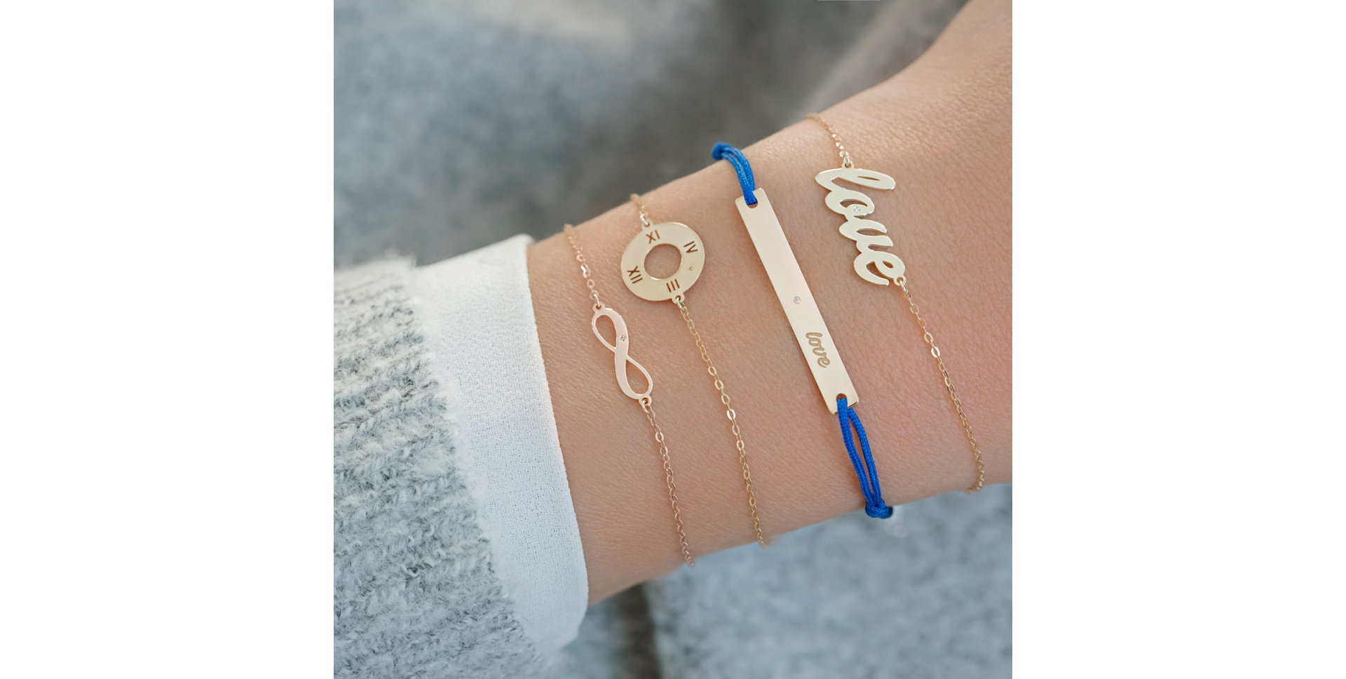 Diamond bracelet with cord Love