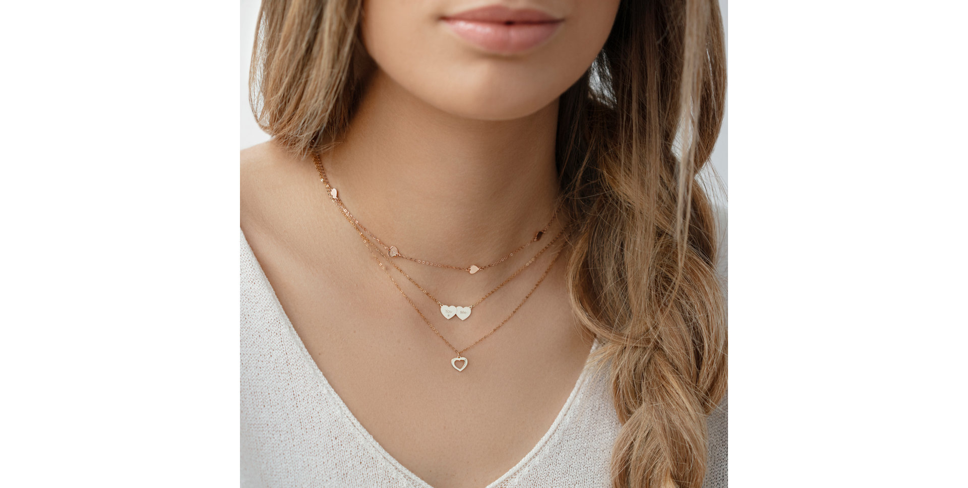 Diamond necklace Two Hearts