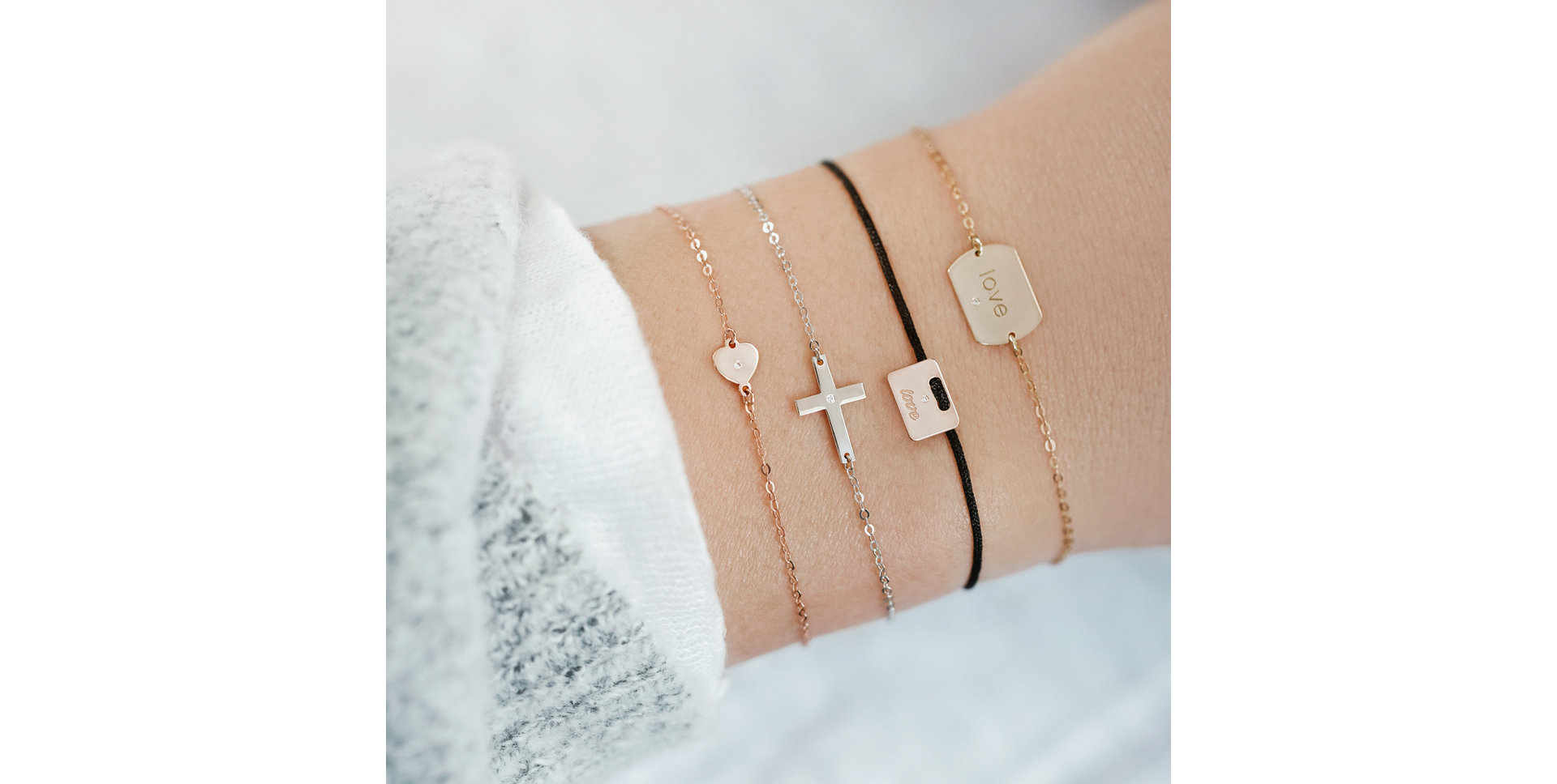 Diamond bracelet Military Stamp Love