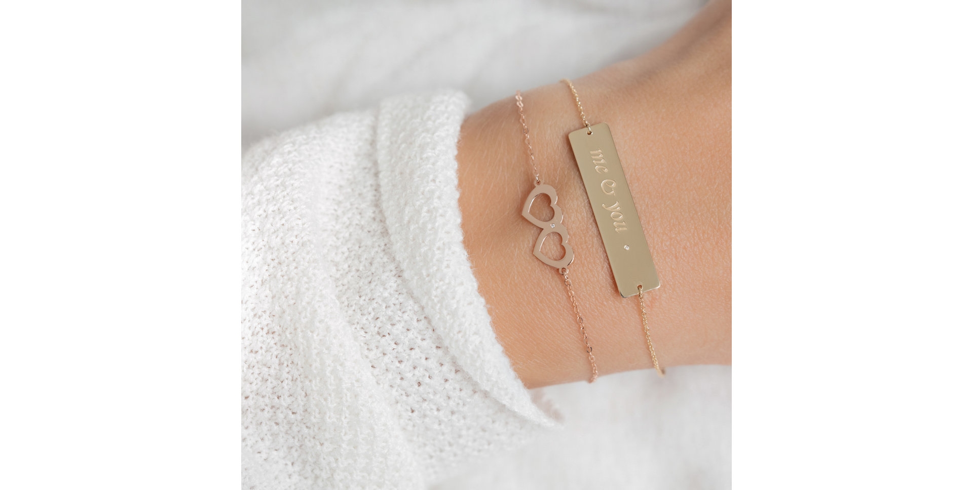 Diamond bracelet Two Hearts