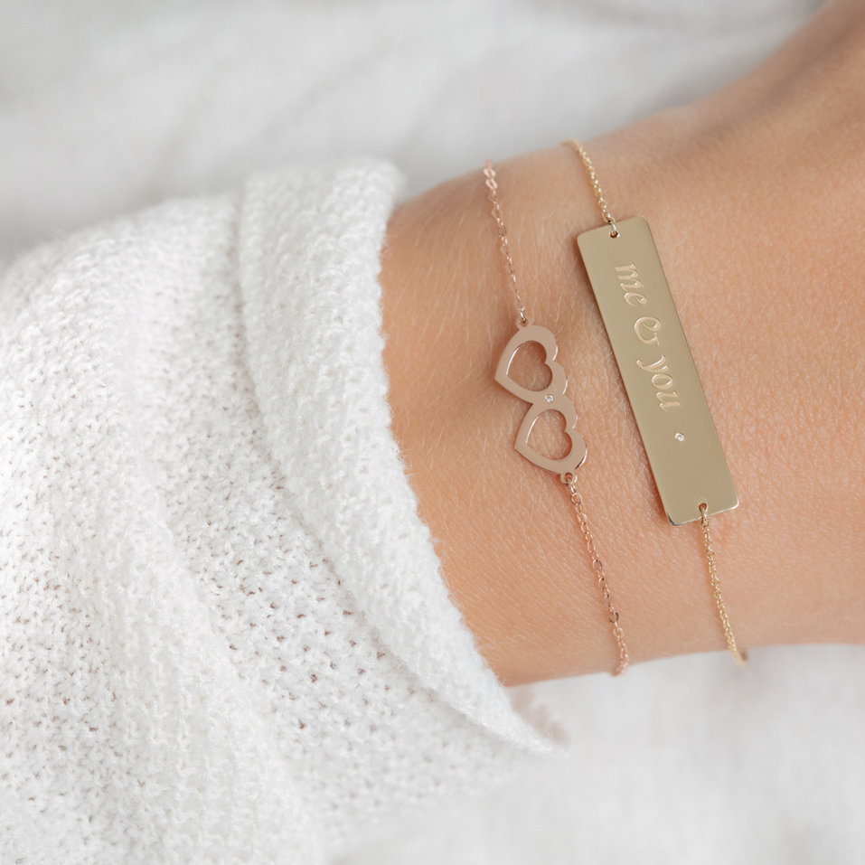 Diamond bracelet Two Hearts