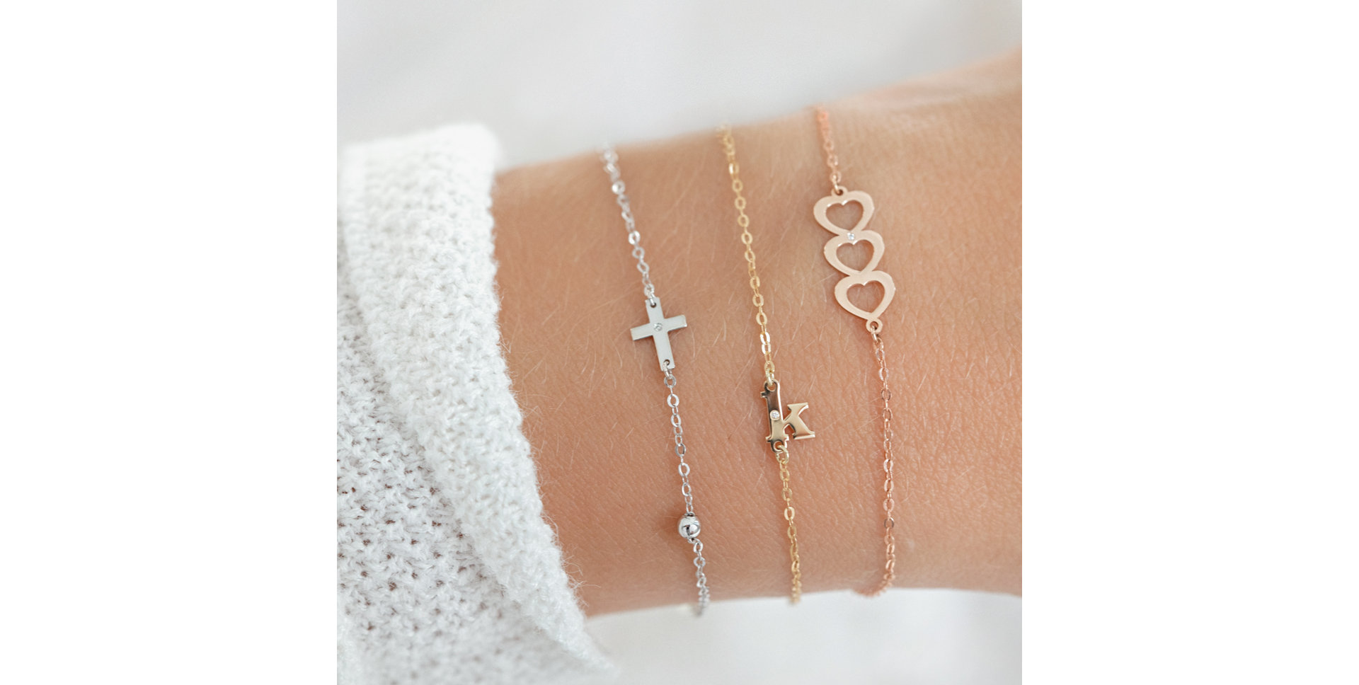 Diamond bracelet Three Hearts