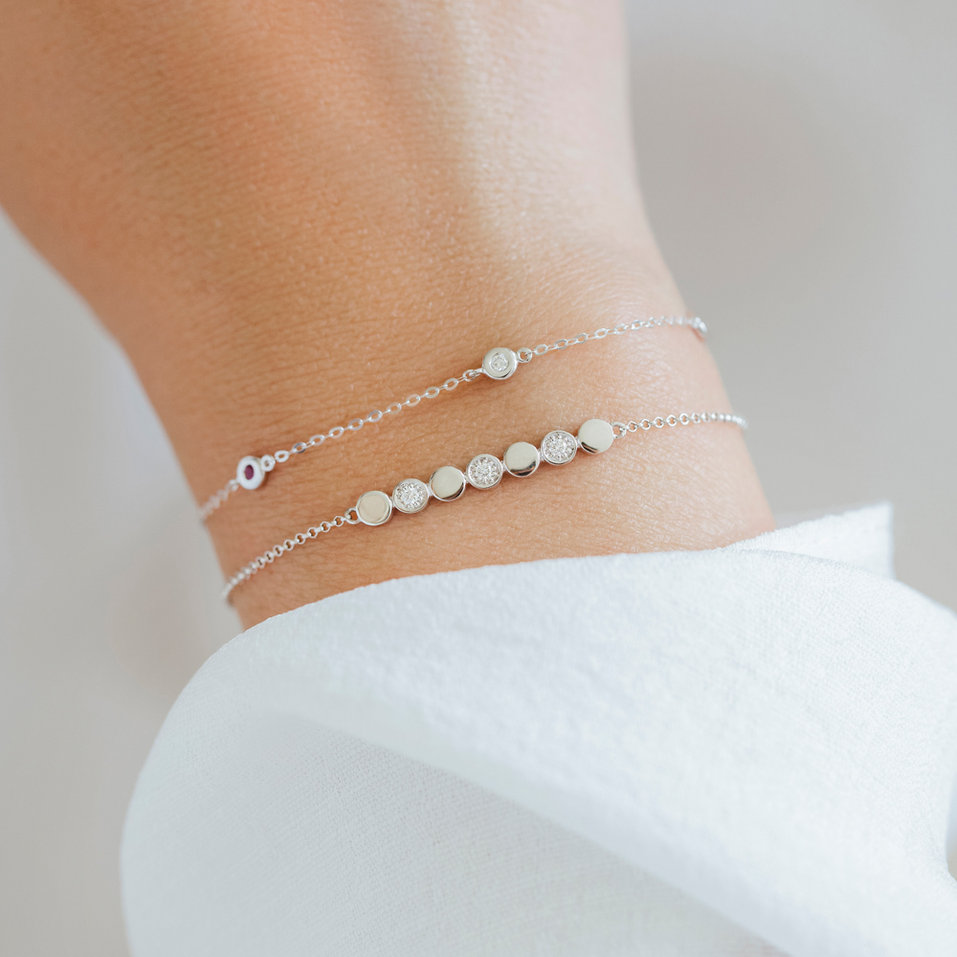 Diamond bracelet with Ruby Dots