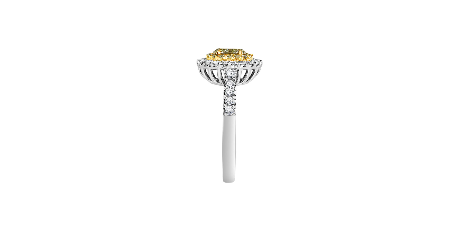 Ring with yellow and white diamonds Sun Galaxy