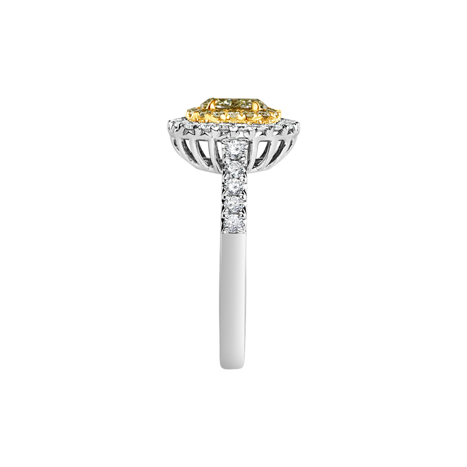 Ring with yellow and white diamonds Sun Galaxy