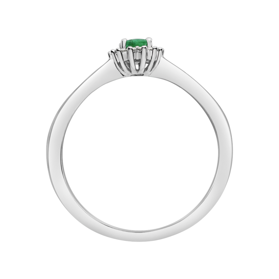 Diamond ring with Emerald Princess