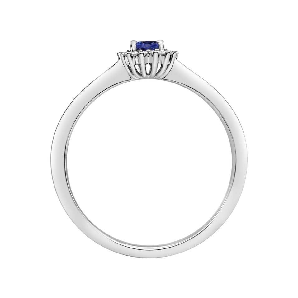 Diamond ring with Tanzanite Princess