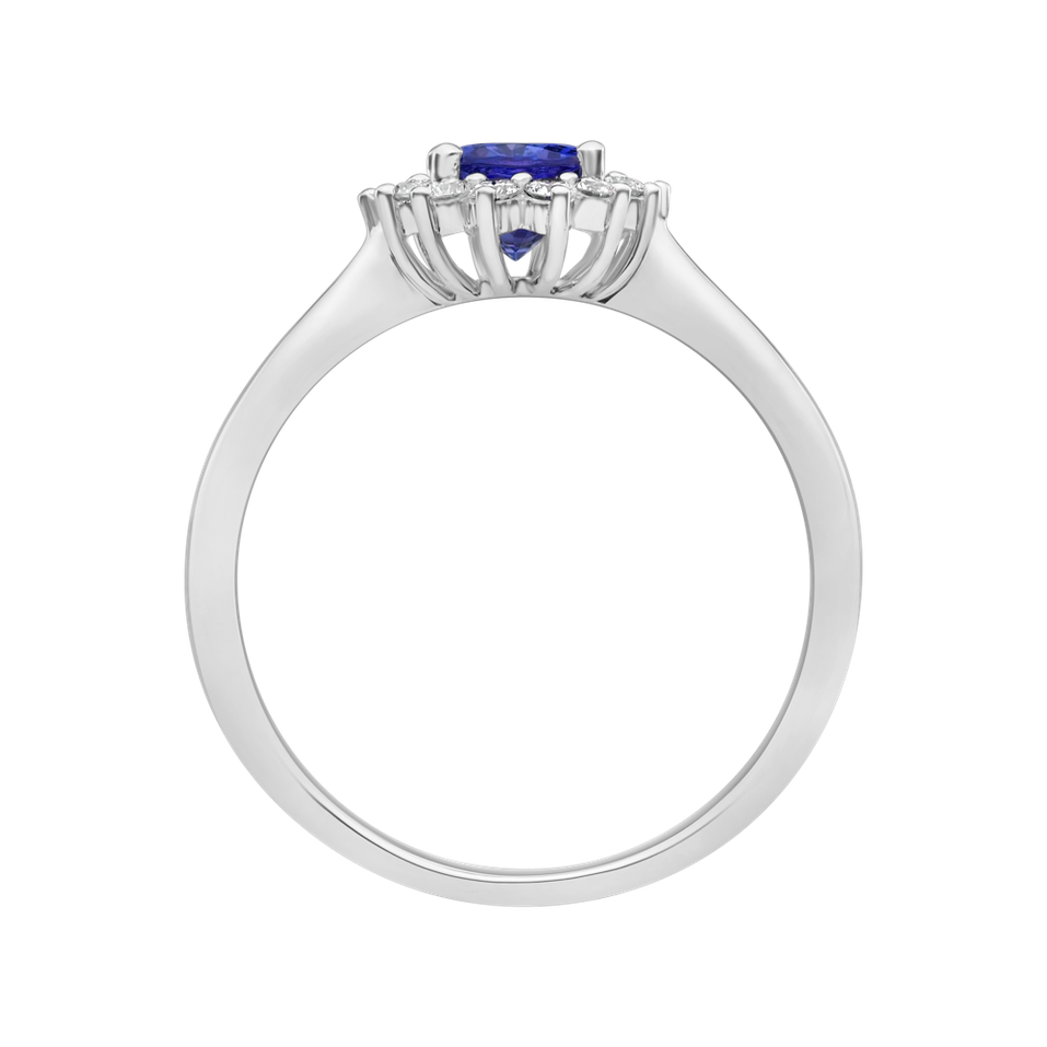 Diamond ring with Tanzanite Princess