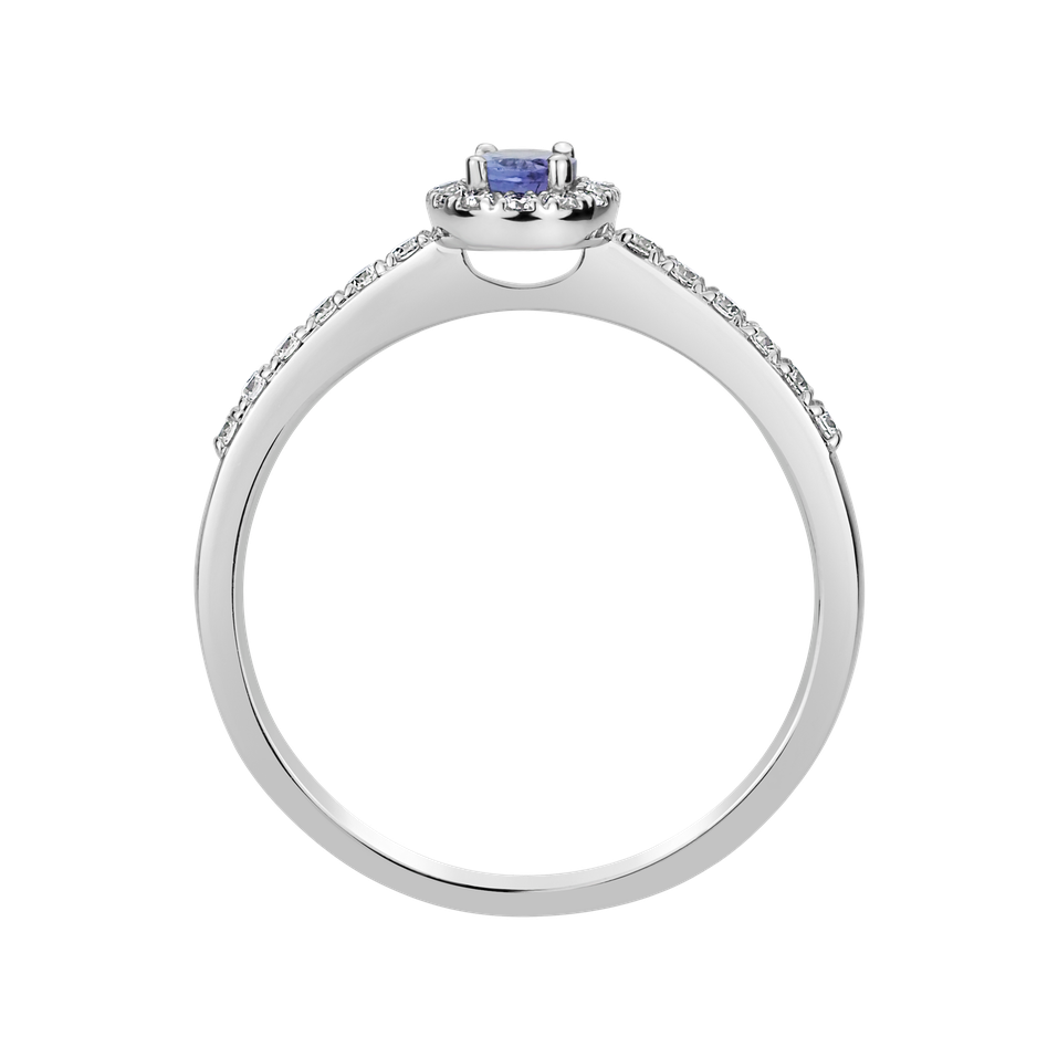 Diamond ring with Tanzanite Princess