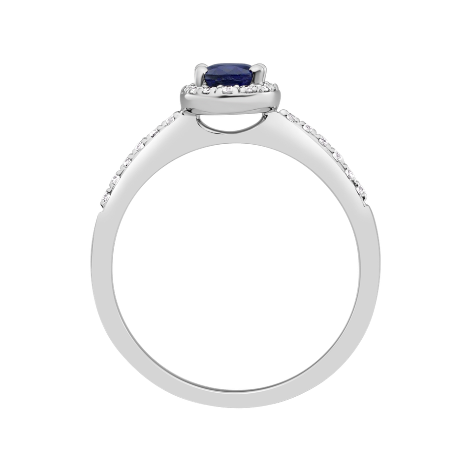 Diamond ring with Tanzanite Princess