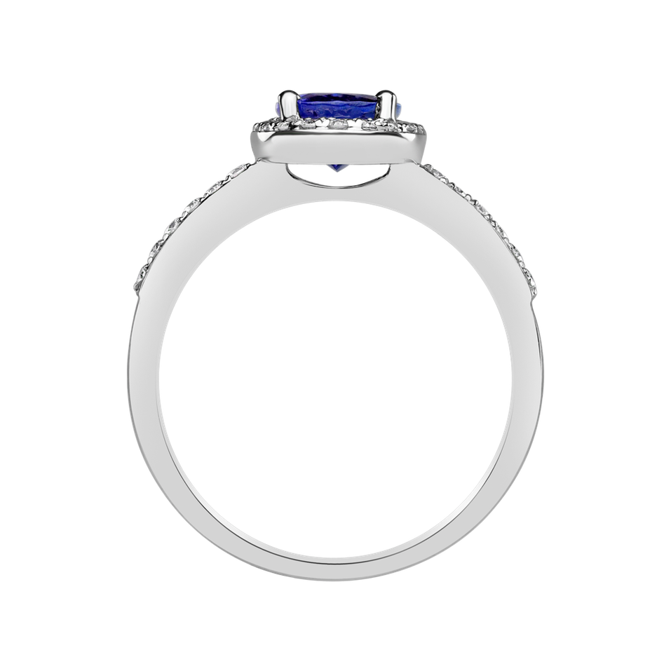 Diamond ring with Tanzanite Princess