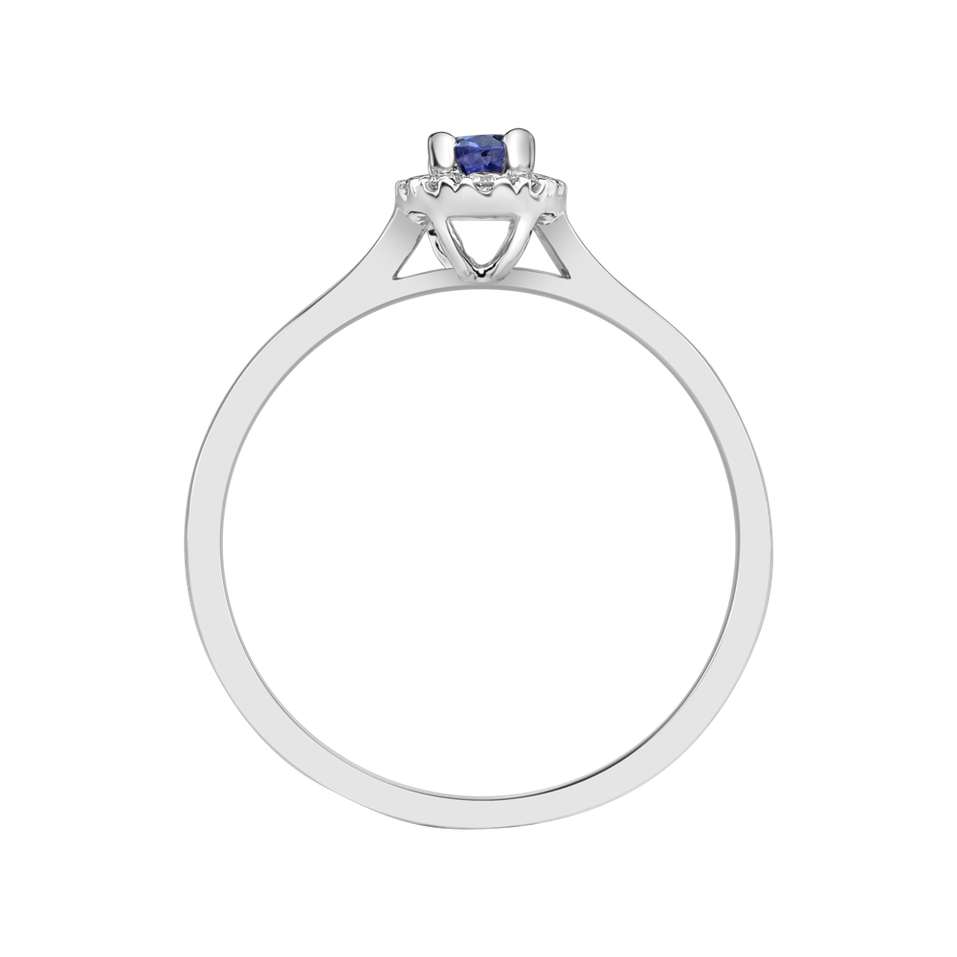 Diamond ring with Tanzanite Princess
