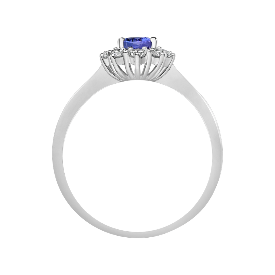 Diamond ring with Tanzanite Princess