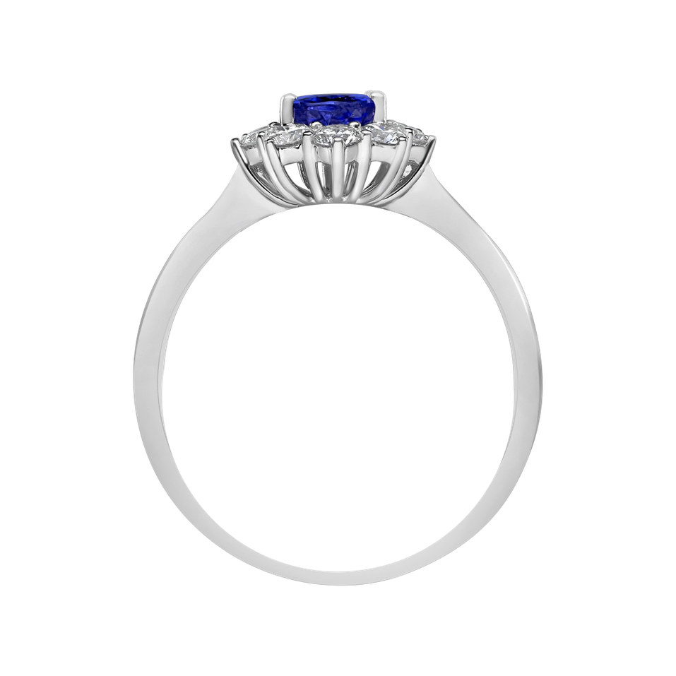 Diamond ring with Tanzanite Princess