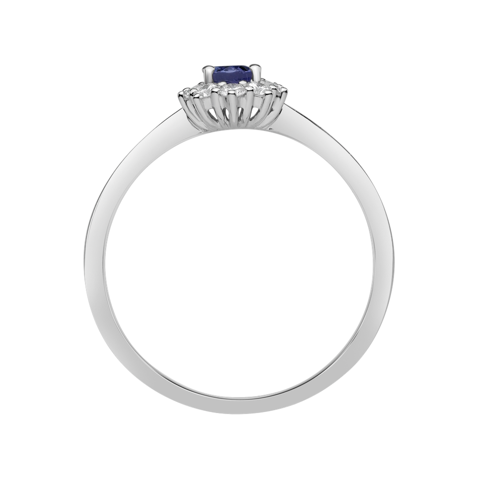 Diamond ring with Tanzanite Princess