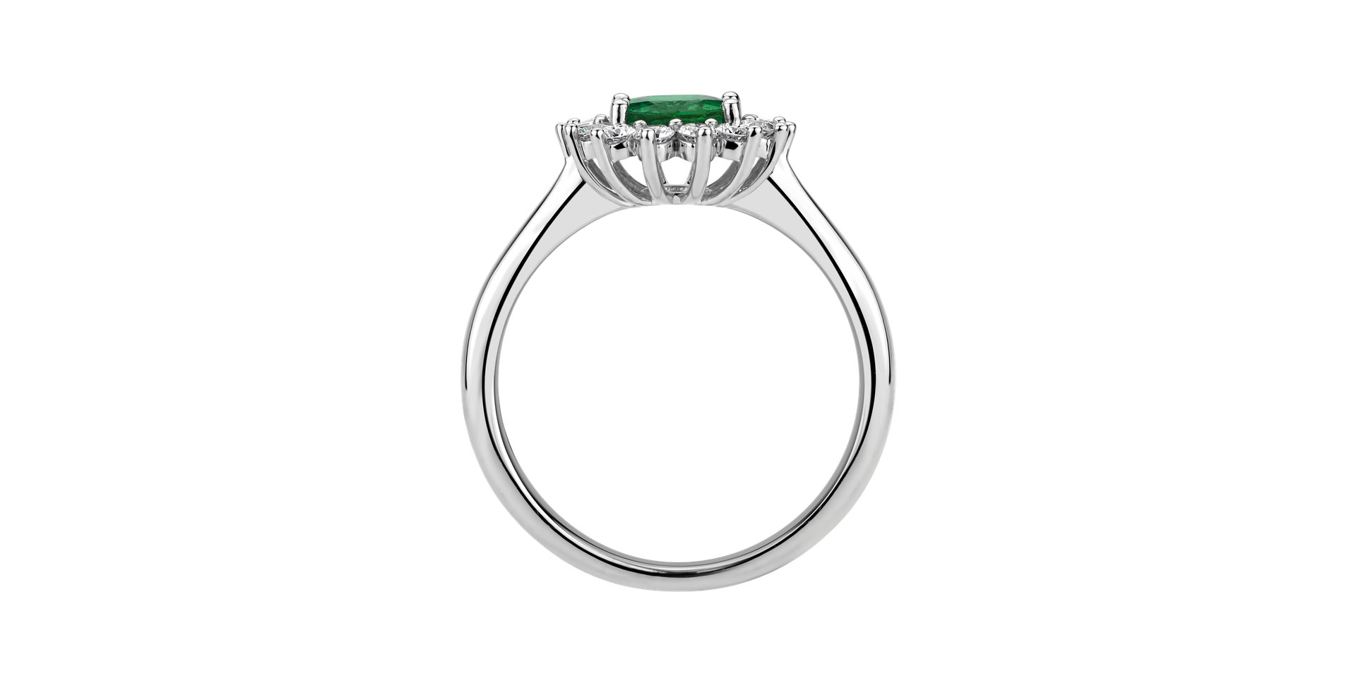 Diamond ring with Emerald Princess