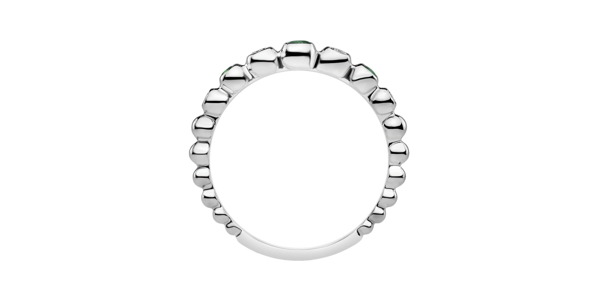 Diamond ring with Emerald Shiny Dots