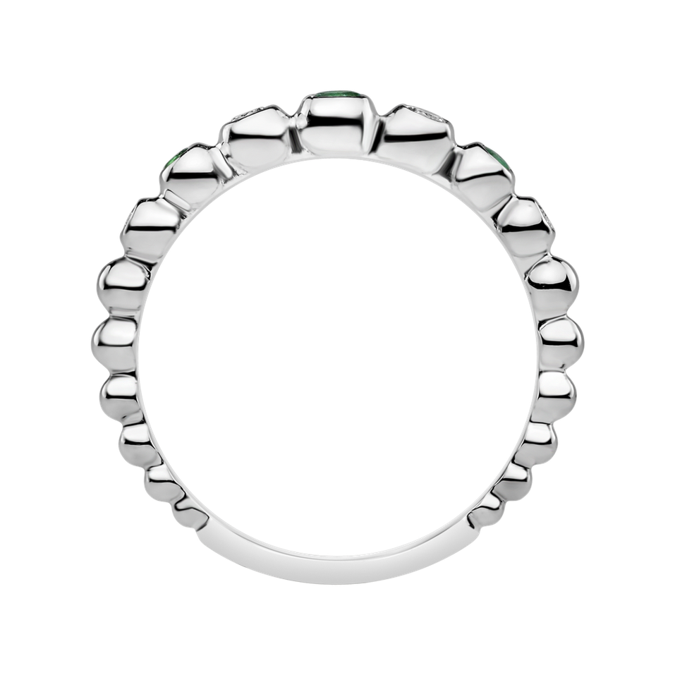 Diamond ring with Emerald Shiny Dots