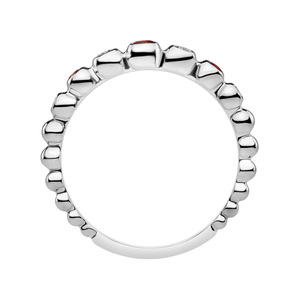 Diamond ring with Ruby Shiny Dots