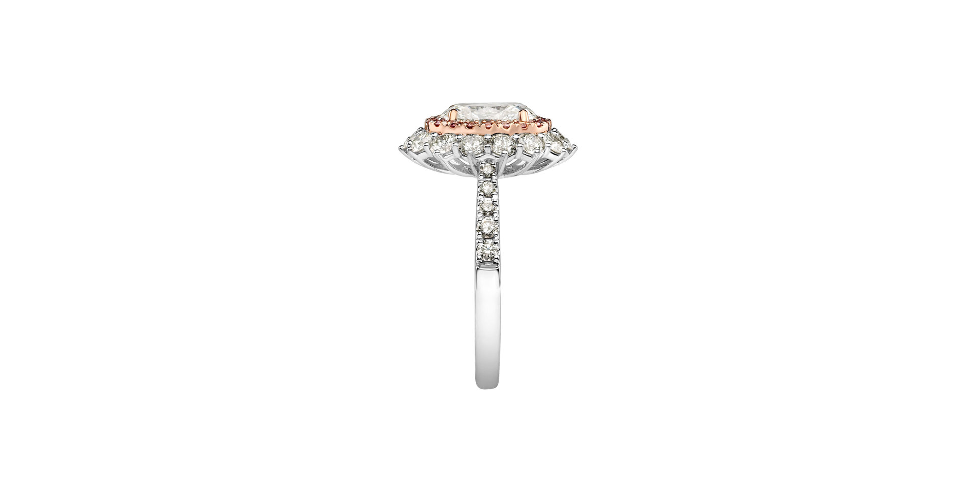 Ring with pink and white diamonds Princess