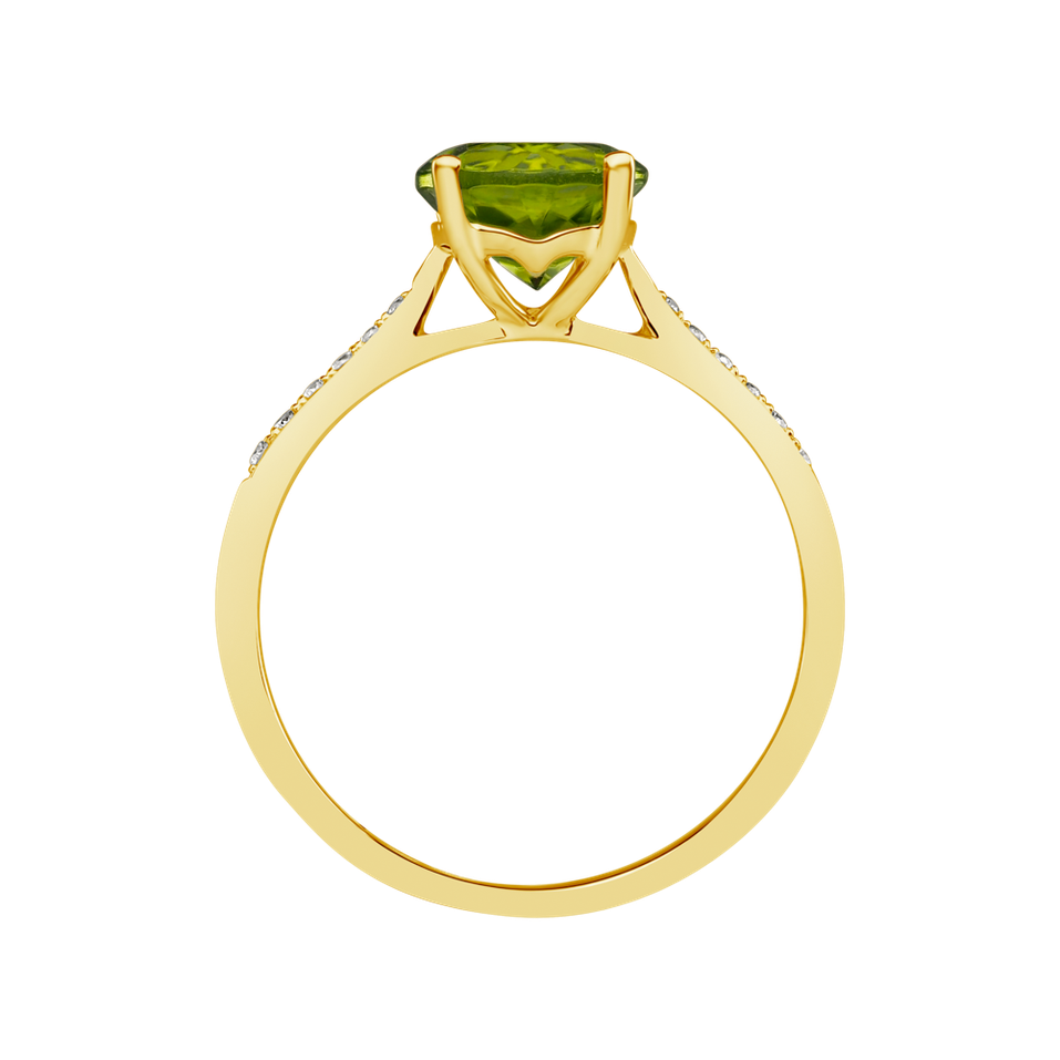 Diamond ring with Peridot Bonbon