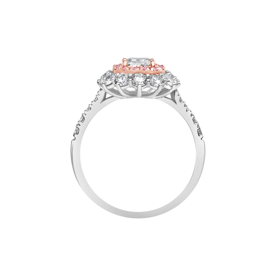 Ring with white and pink diamonds Royal Romanticism