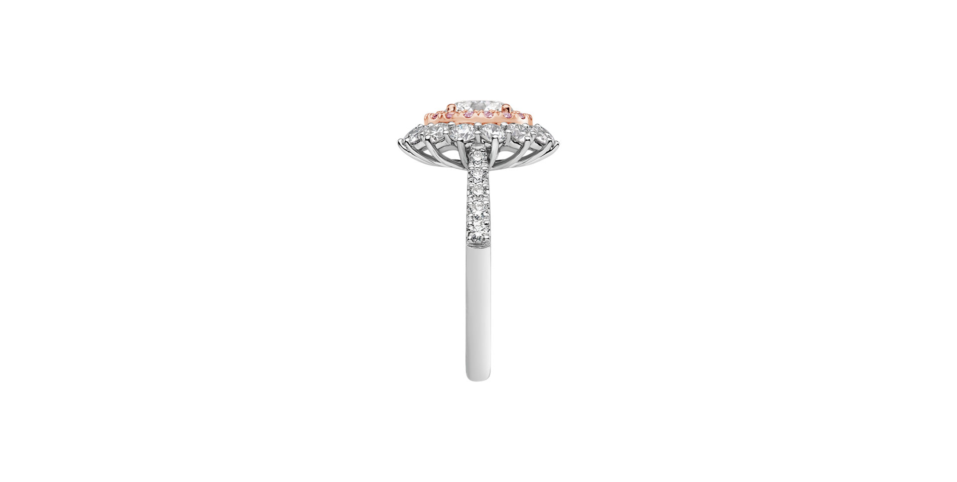 Ring with pink and white diamonds Princess