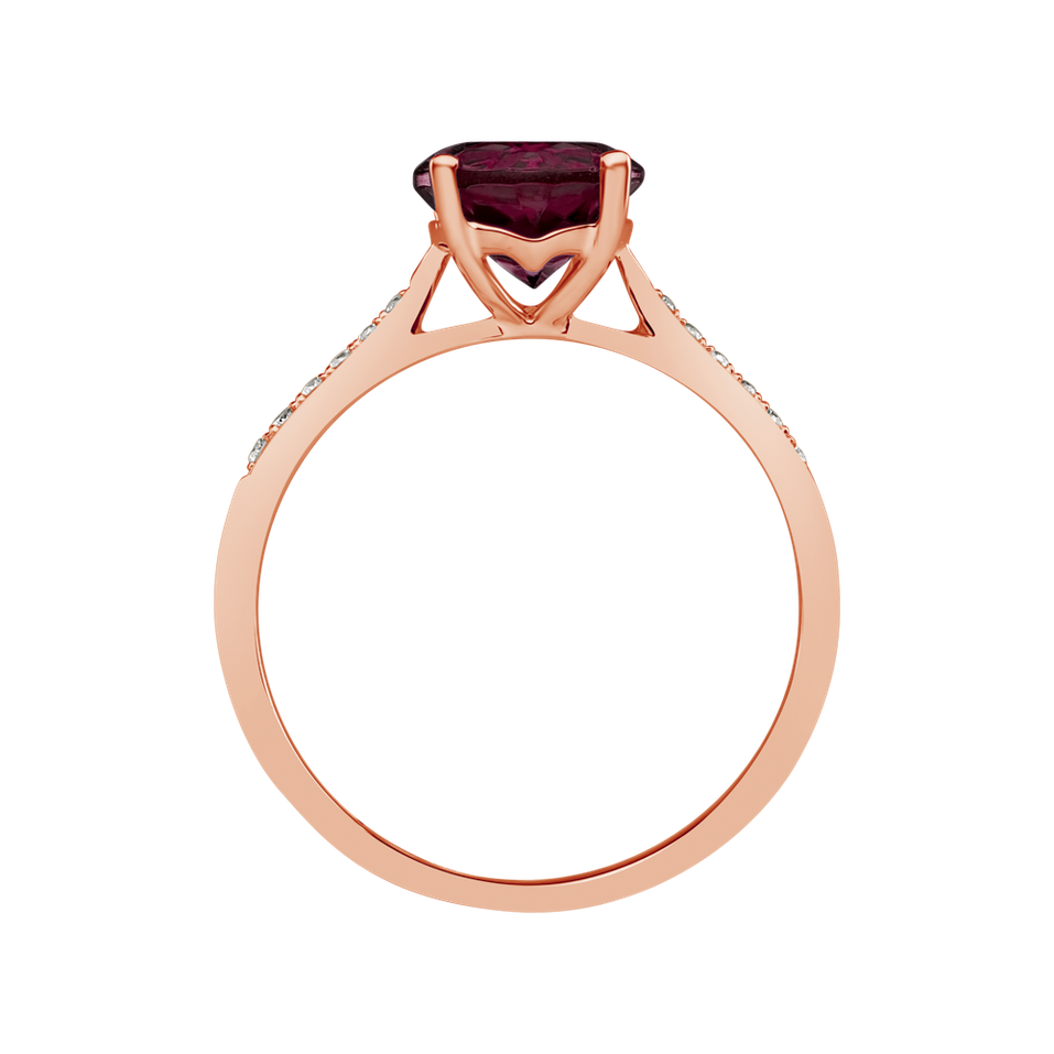 Diamond ring with Rhodolite Bonbon