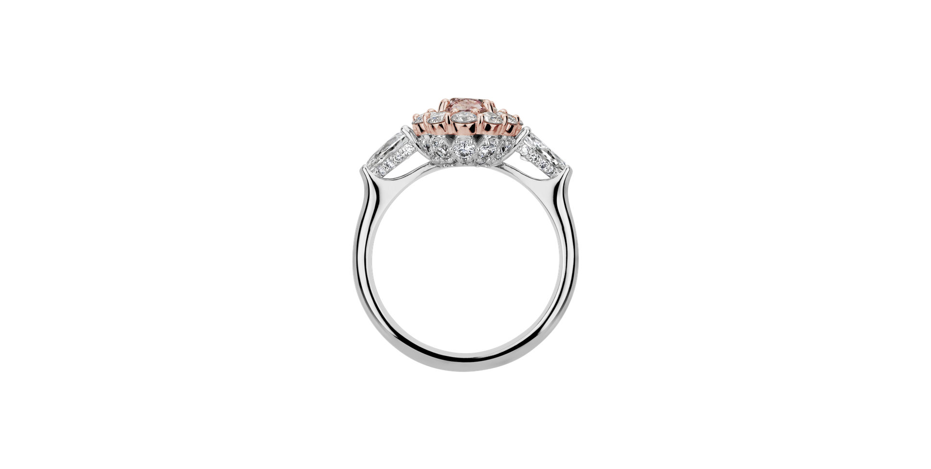 Ring with white and pink diamonds Princess Delight
