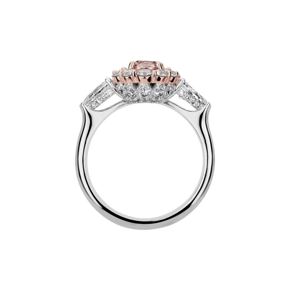 Ring with white and pink diamonds Princess Delight