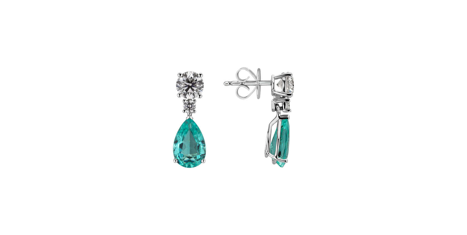 Diamond earrings with Paraiba Eternal Secret