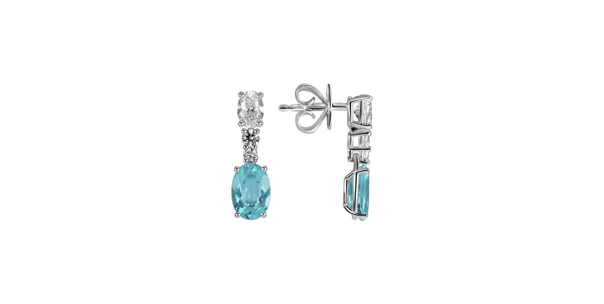 Diamond earrings with Paraiba Aqua Highness