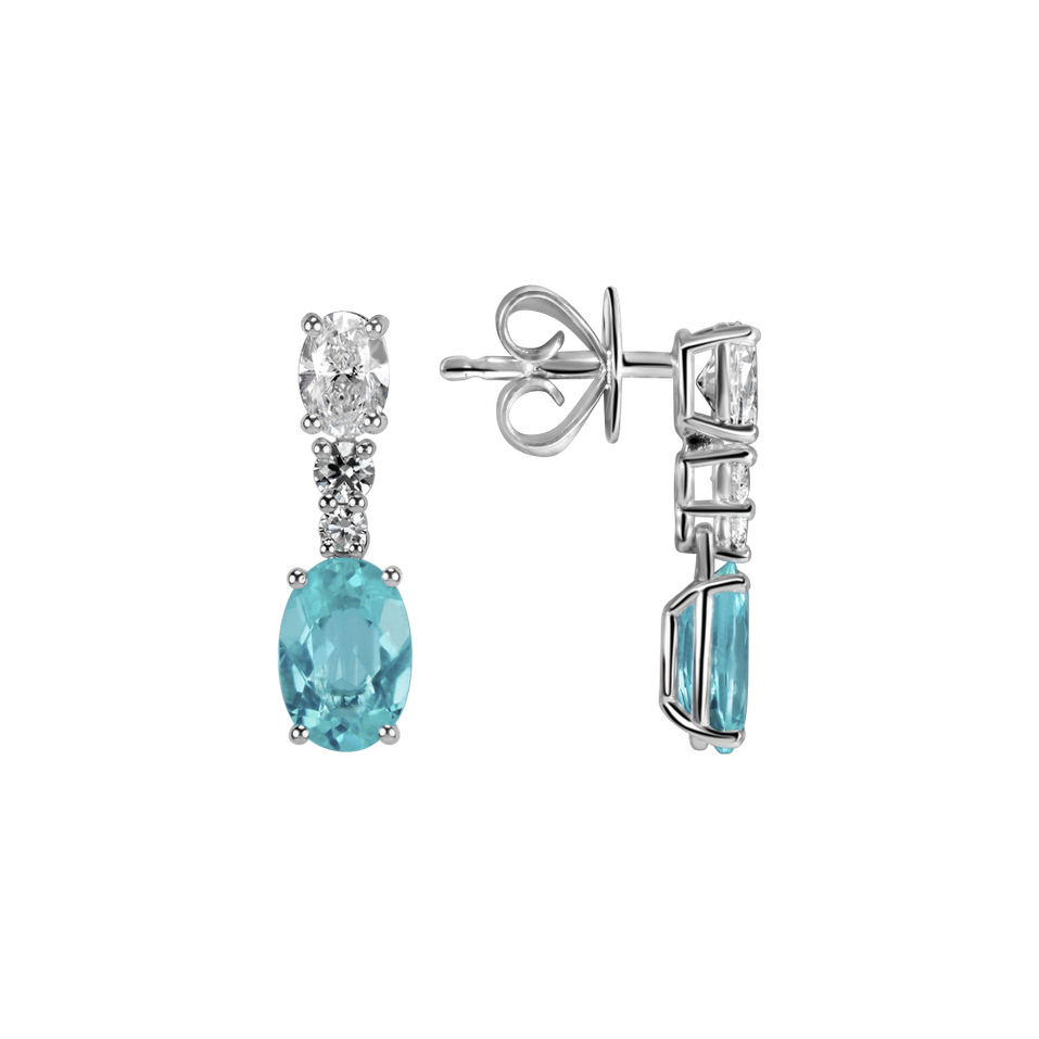 Diamond earrings with Paraiba Aqua Highness
