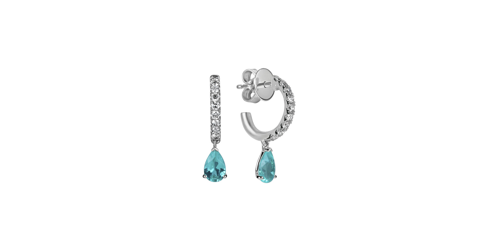 Diamond earrings with Paraiba Aqua Soul