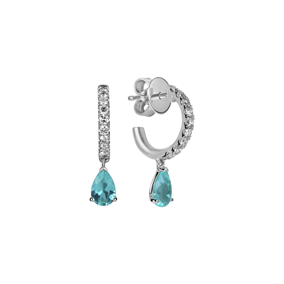 Diamond earrings with Paraiba Aqua Soul