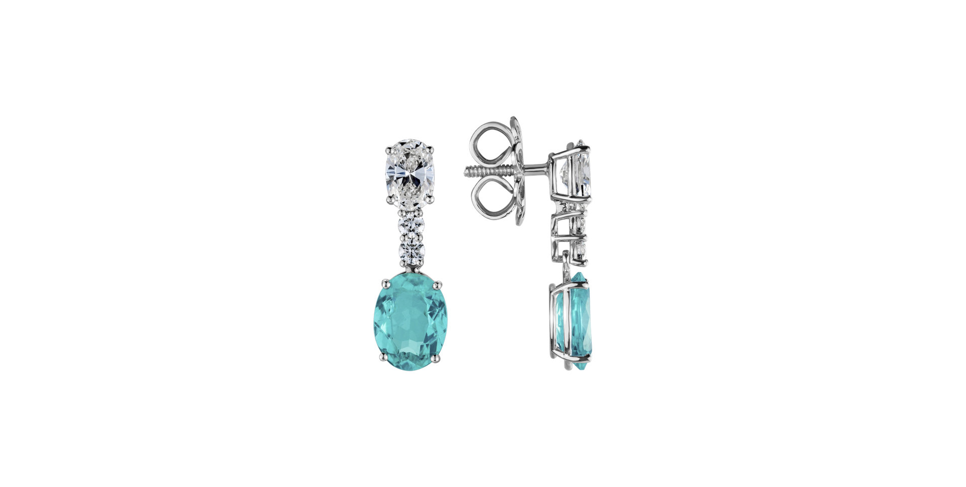 Diamond earrings with Paraiba Aqua Highness