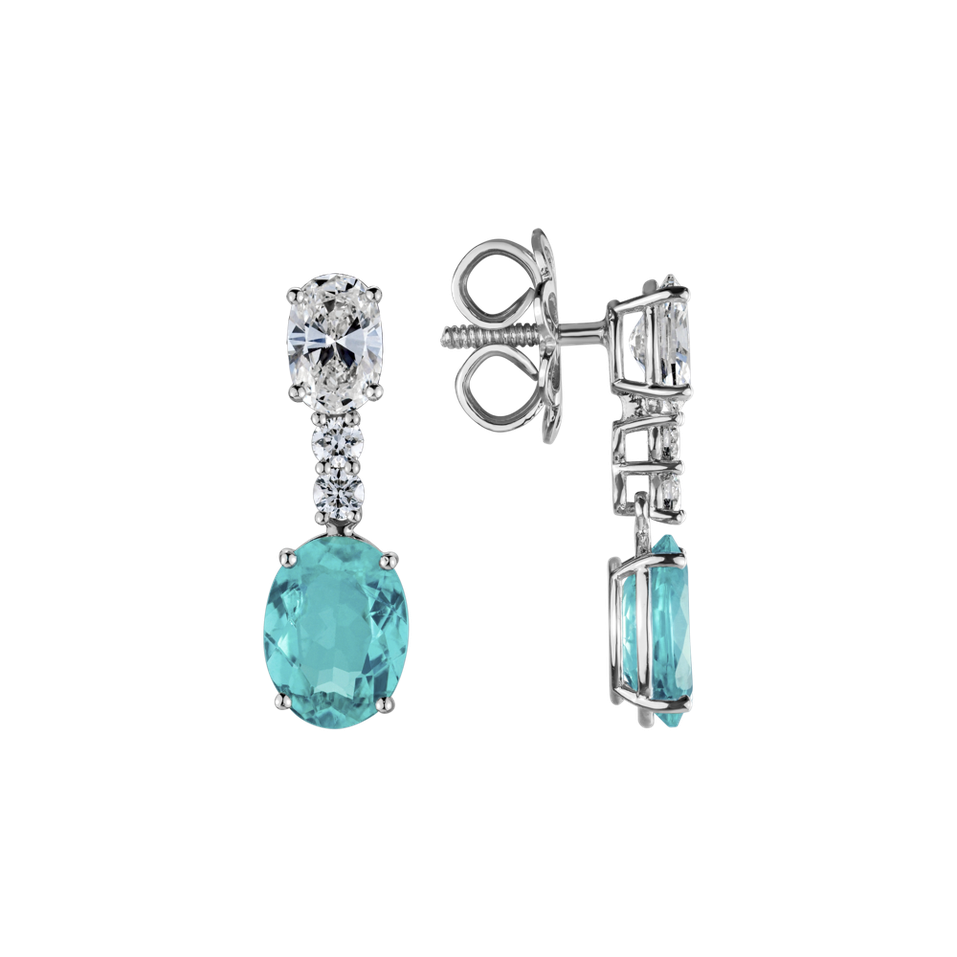 Diamond earrings with Paraiba Aqua Highness