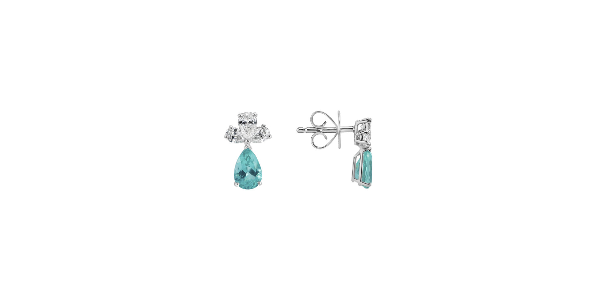 Diamond earrings with Paraiba Royal Soul