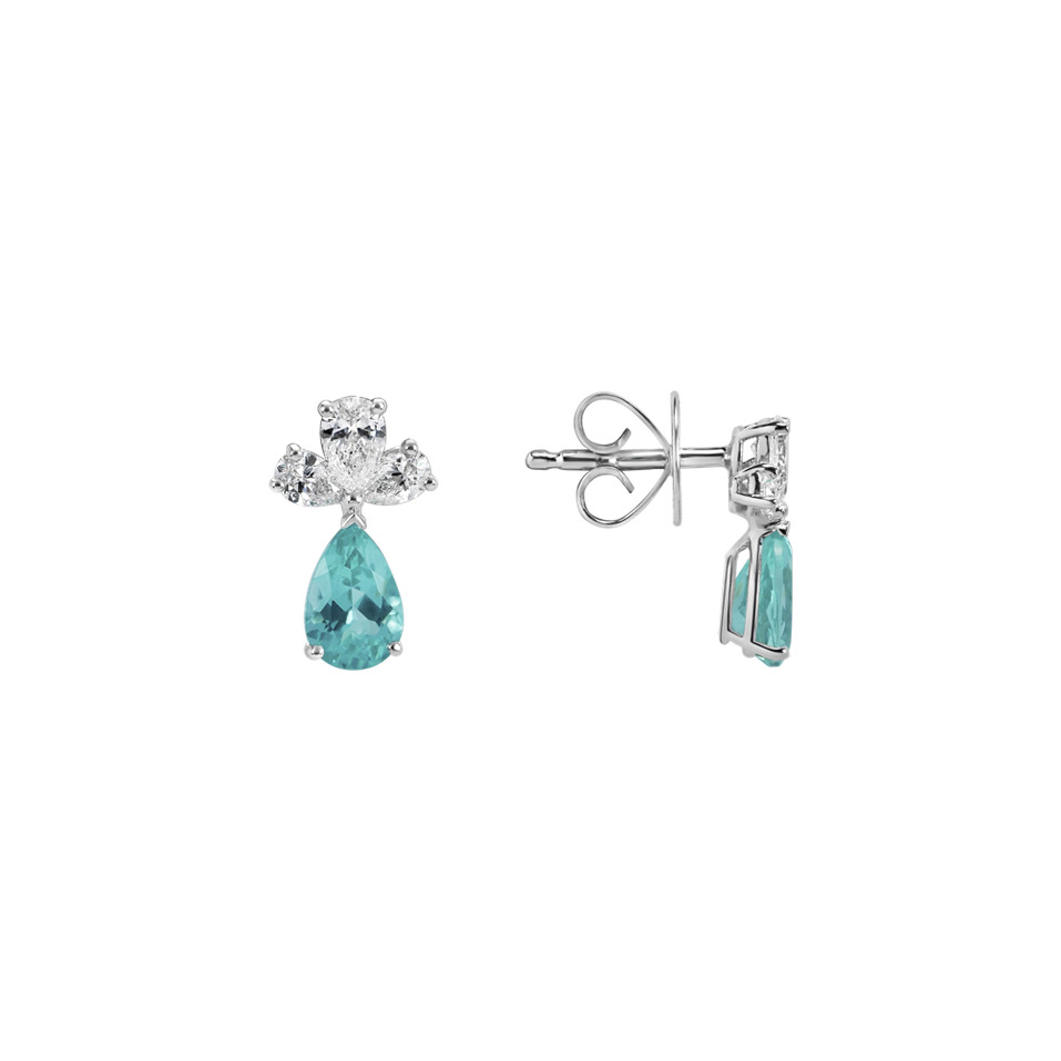 Diamond earrings with Paraiba Royal Soul