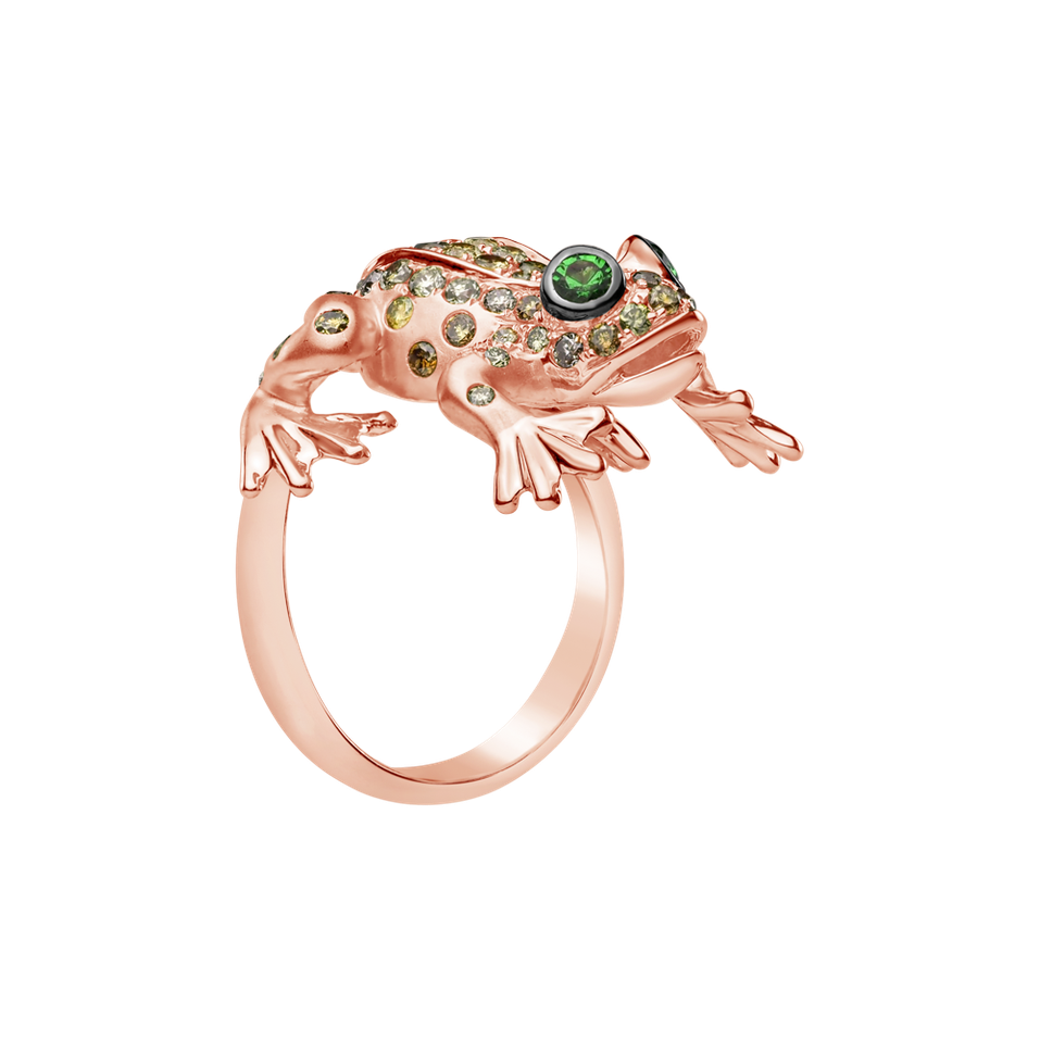 Ring with brown and yellow diamonds and Garnet Wild Nature